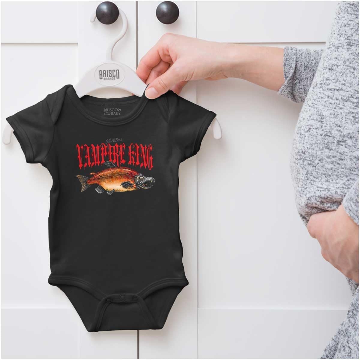 image:imageBrisco Brands Gill McFinns Vampire King Fish Baby Romper Boys or GirlsBlack
