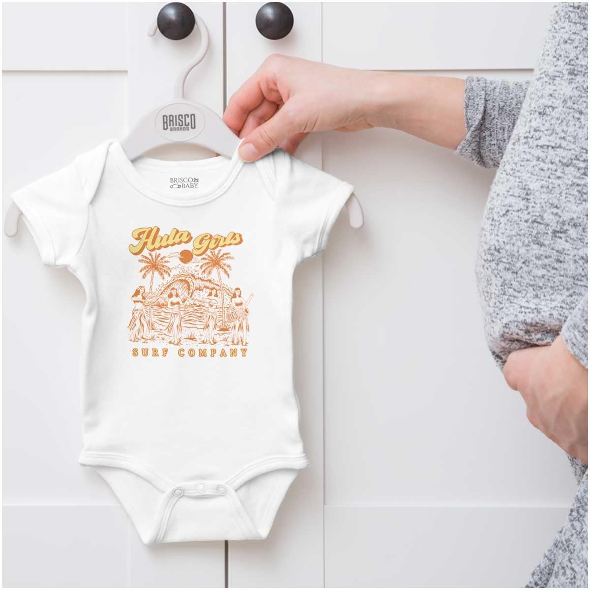 image:imageBrisco Brands Hawaii Hula Girls Surf Company Baby Romper Boys or GirlsWhite