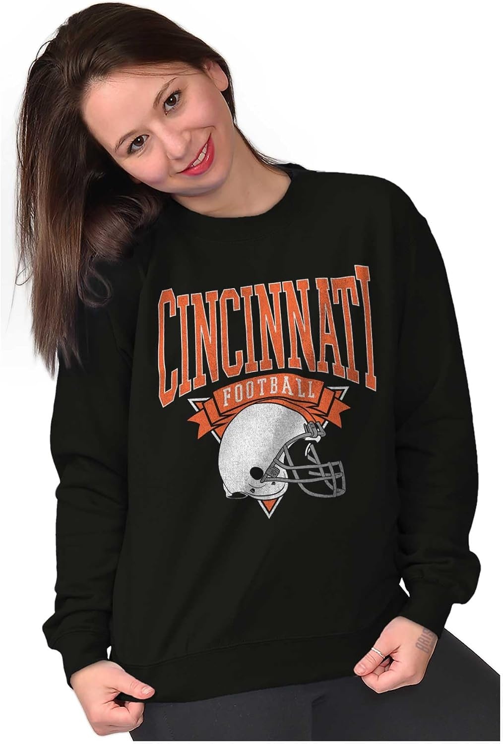 image:imageBrisco Brands Hometown Football Team Fan Helmet Sweatshirt for Men or WomenBlack Cincinnati