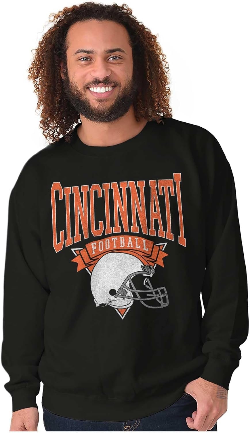 image:imageBrisco Brands Hometown Football Team Fan Helmet Sweatshirt for Men or WomenBlack Cincinnati