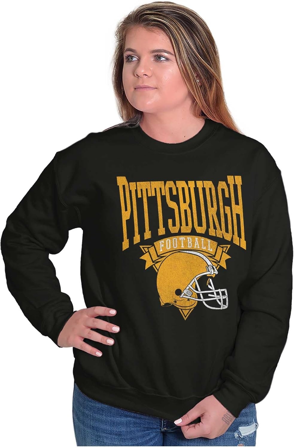 image:imageBrisco Brands Hometown Football Team Fan Helmet Sweatshirt for Men or WomenBlack Pittsburgh