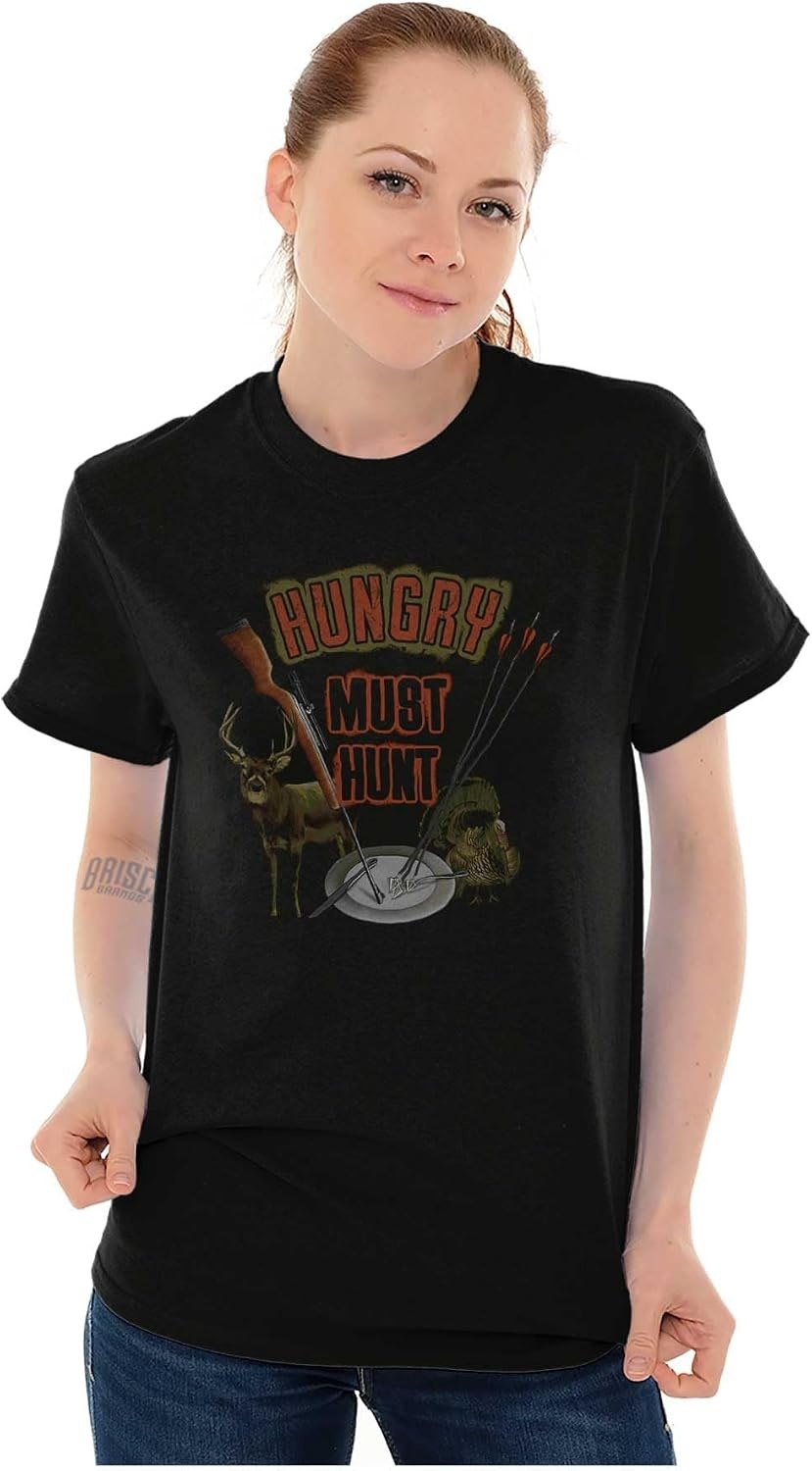 image:imageBrisco Brands Hungry Must Hunt for Food Humor Graphic T Shirt Men or WomenBlack