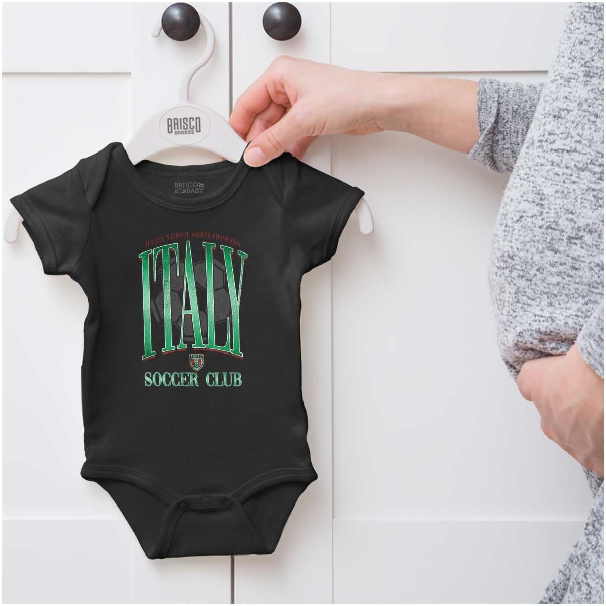 image:imageBrisco Brands Italy National Soccer Club Futbol Baby Romper Boys or GirlsBlack