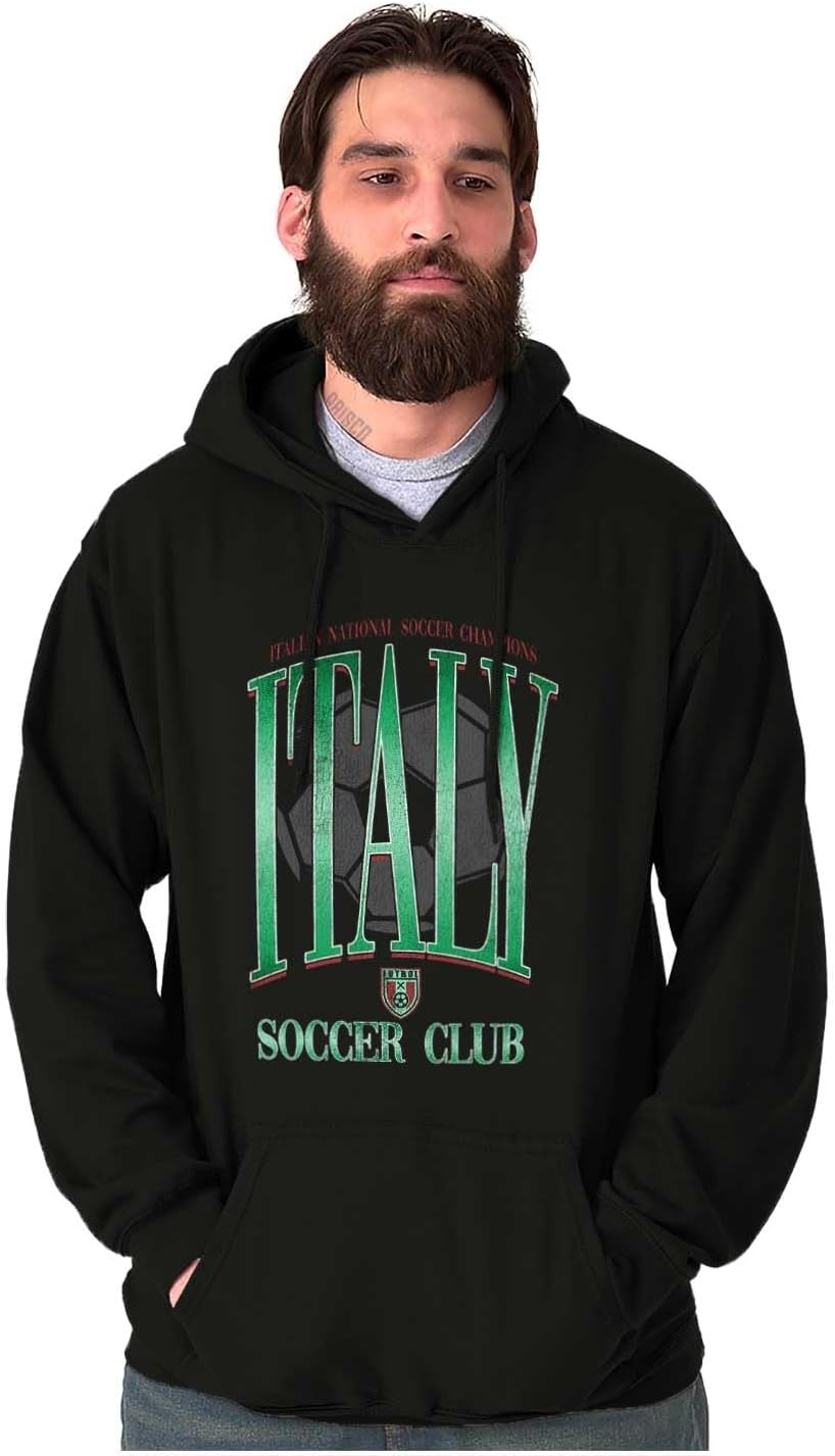 image:imageBrisco Brands Italy National Soccer Club Futbol Hoodie Sweatshirt Women MenBlack