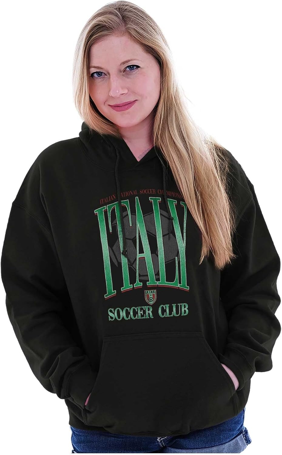 image:imageBrisco Brands Italy National Soccer Club Futbol Hoodie Sweatshirt Women MenBlack