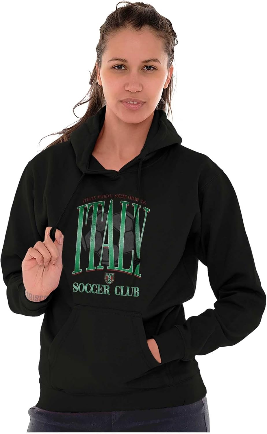 image:imageBrisco Brands Italy National Soccer Club Futbol Hoodie Sweatshirt Women MenBlack