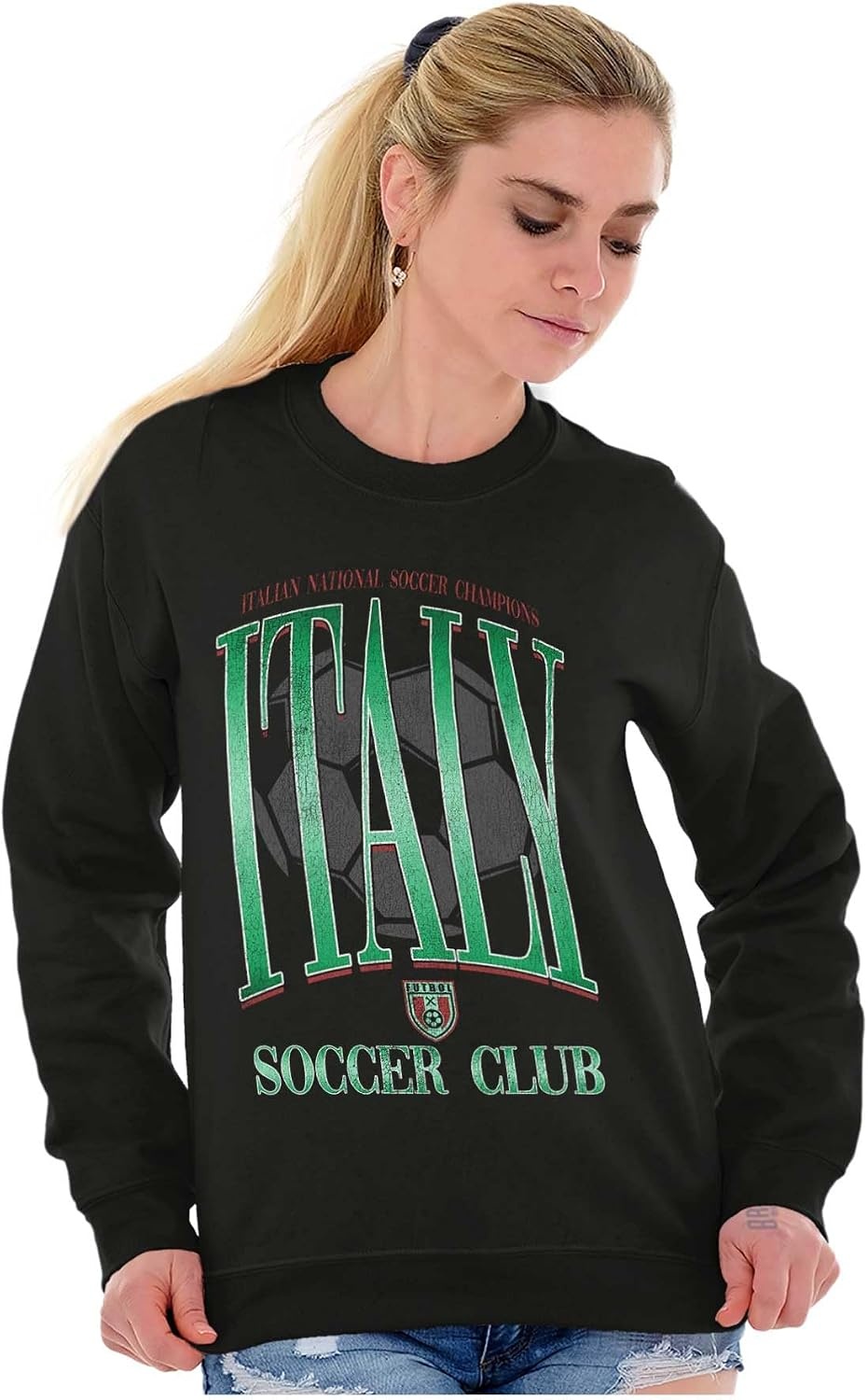 image:imageBrisco Brands Italy National Soccer Club Futbol Sweatshirt for Men or WomenBlack
