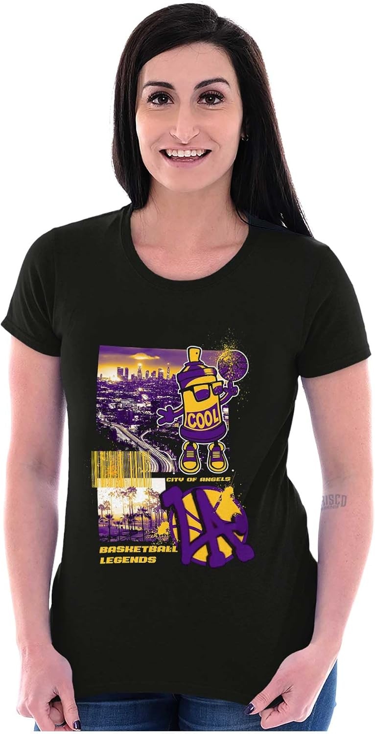 image:imageBrisco Brands Los Angeles Basketball Legends Womens Slim Fit Graphic TeeBlack