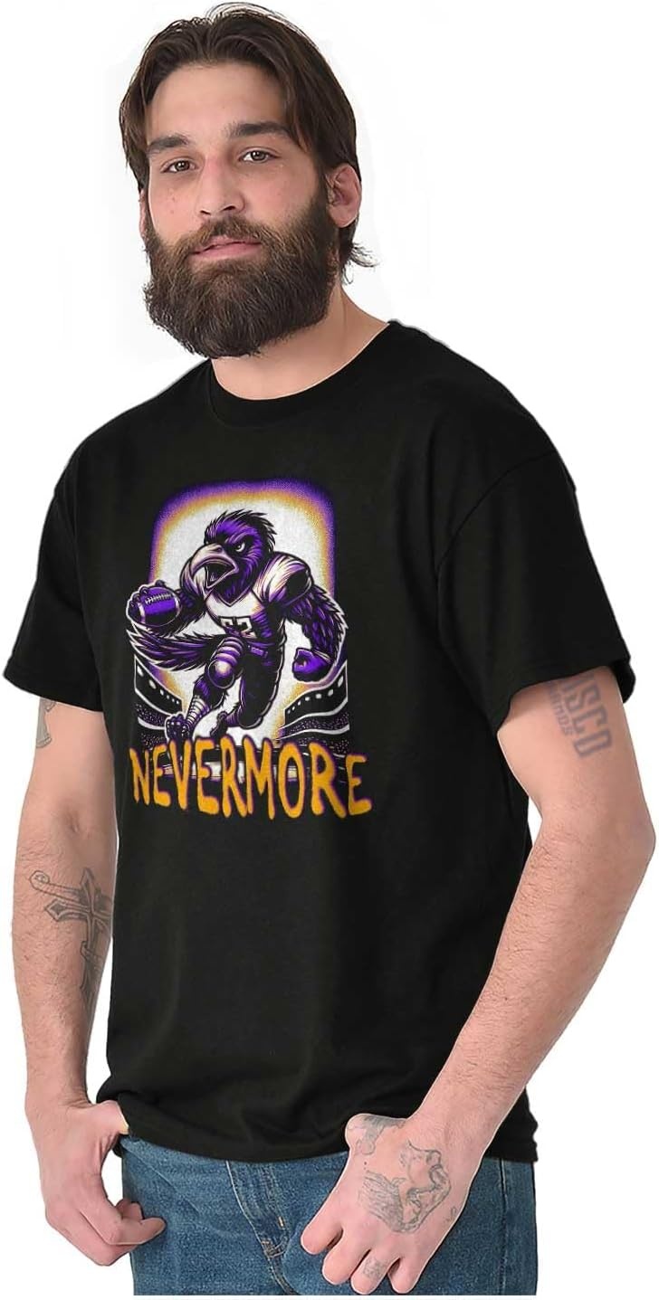 image:imageBrisco Brands Nevermore Raven Football Player Graphic T Shirt Men or WomenBlack