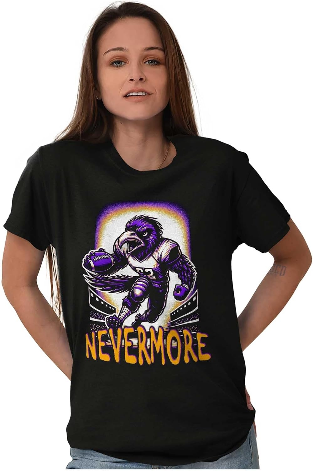 image:imageBrisco Brands Nevermore Raven Football Player Graphic T Shirt Men or WomenBlack