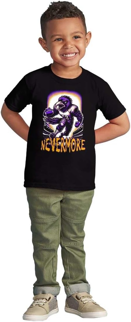 image:imageBrisco Brands Nevermore Raven Football Player Toddler Baby Graphic T ShirtBlack
