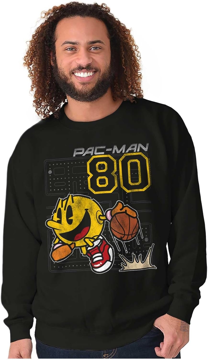 image:imageBrisco Brands Pacman Basketball Player Dribble Sweatshirt for Men or WomenBlack