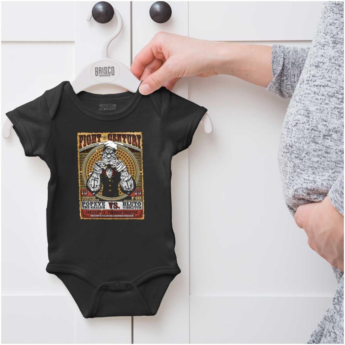 image:imageBrisco Brands Popeye Boxing Champion Fight Poster Baby Romper Boys or GirlsBlack Fight of the Century