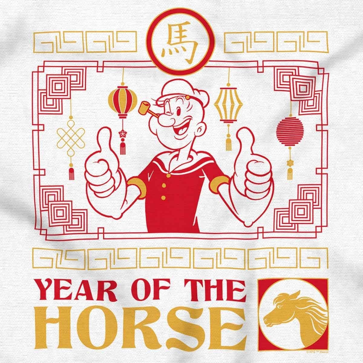 image:imageBrisco Brands Popeye Chinese Year of The Horse Graphic T Shirt Men or WomenWhite
