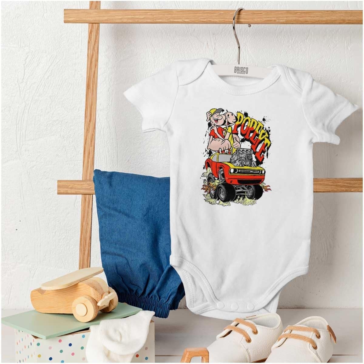 image:imageBrisco Brands Popeye Olive Oyl Monster Truck Baby Romper Boys or GirlsWhite