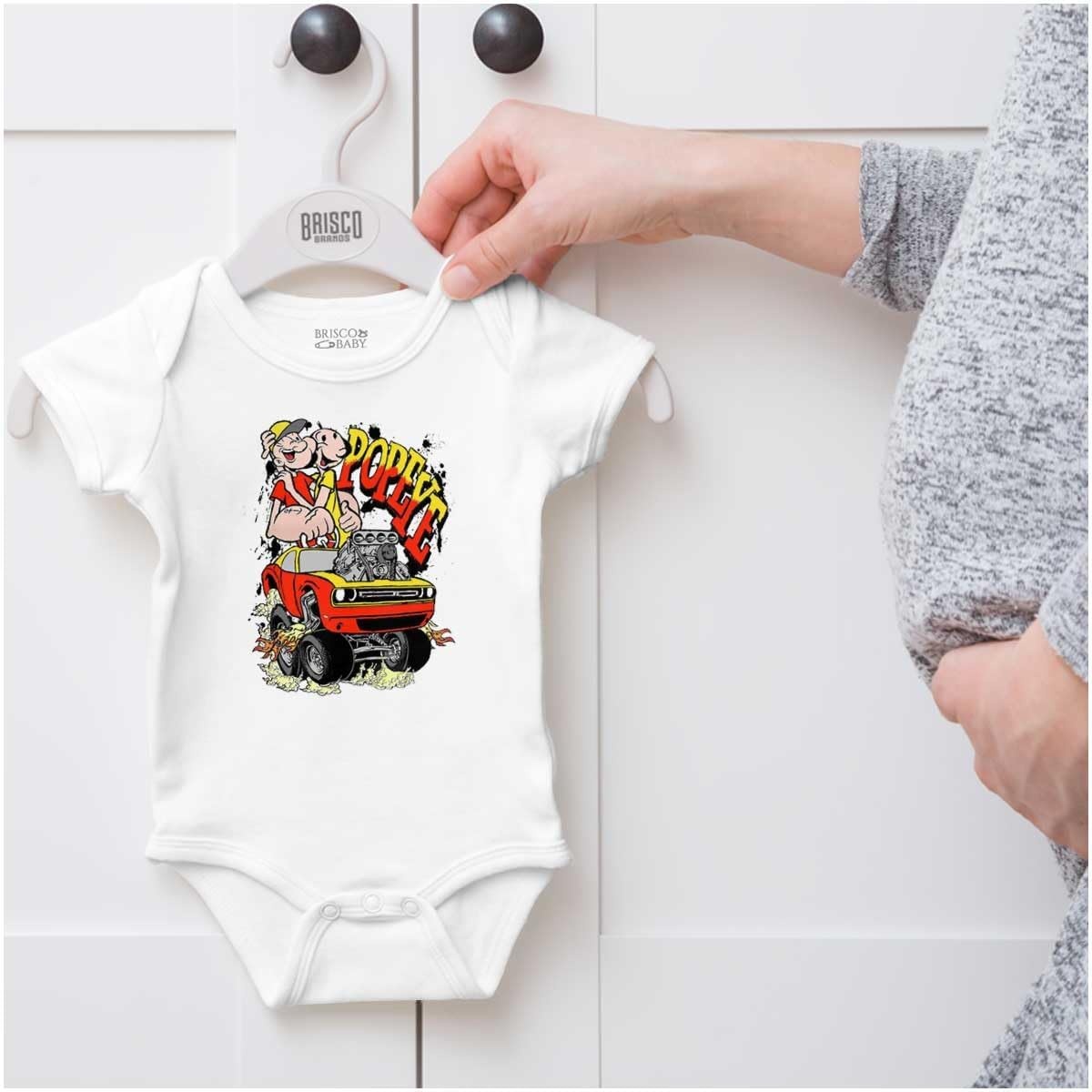 image:imageBrisco Brands Popeye Olive Oyl Monster Truck Baby Romper Boys or GirlsWhite