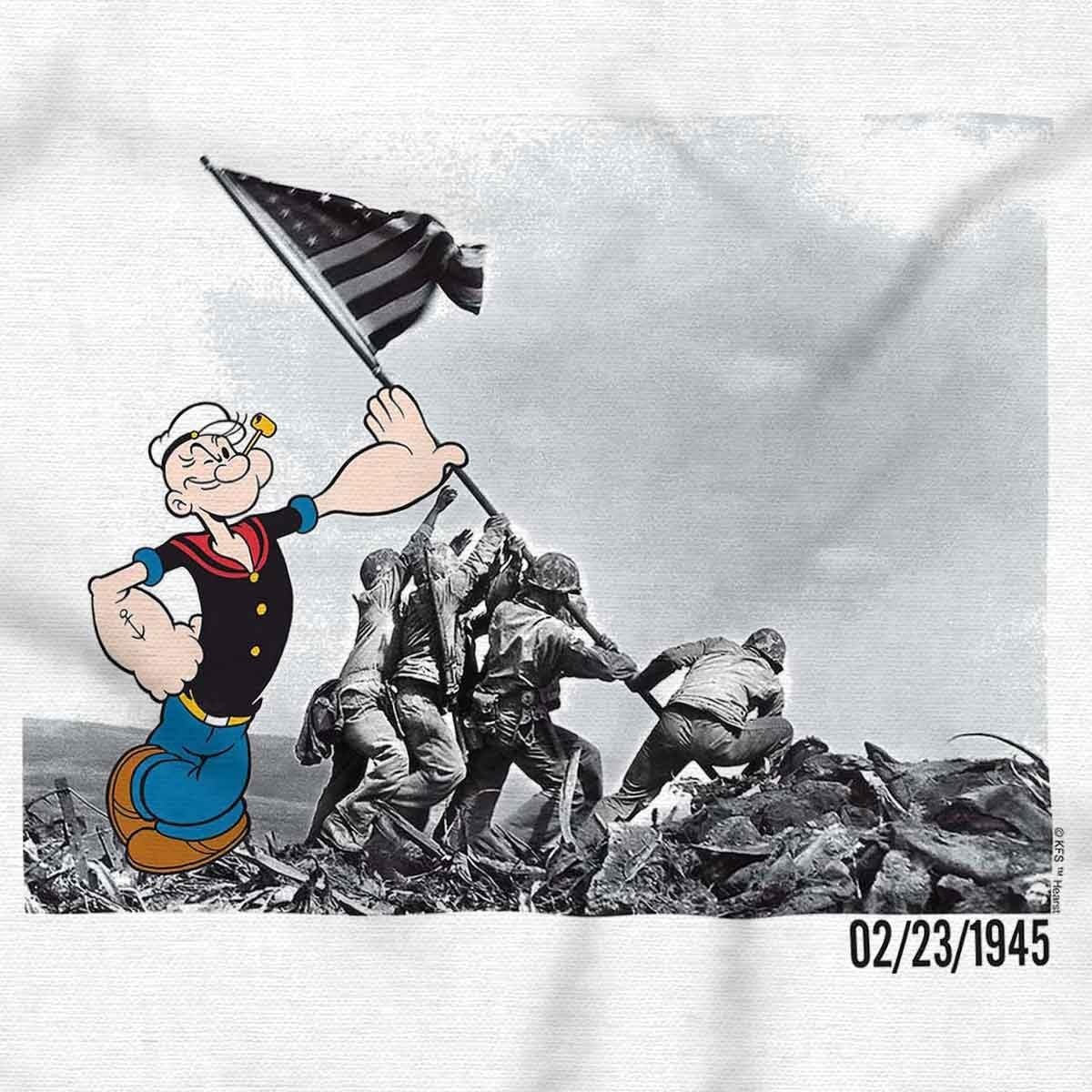 image:imageBrisco Brands Popeye Raising the American Flag Graphic T Shirt Men or WomenWhite