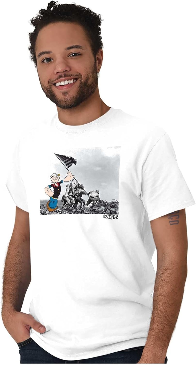 image:imageBrisco Brands Popeye Raising the American Flag Graphic T Shirt Men or WomenWhite