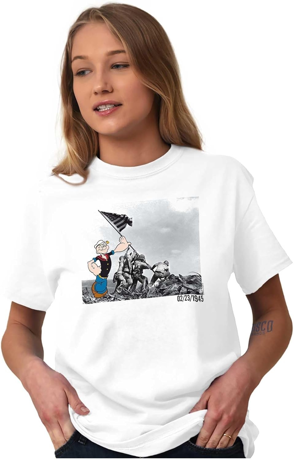 image:imageBrisco Brands Popeye Raising the American Flag Graphic T Shirt Men or WomenWhite