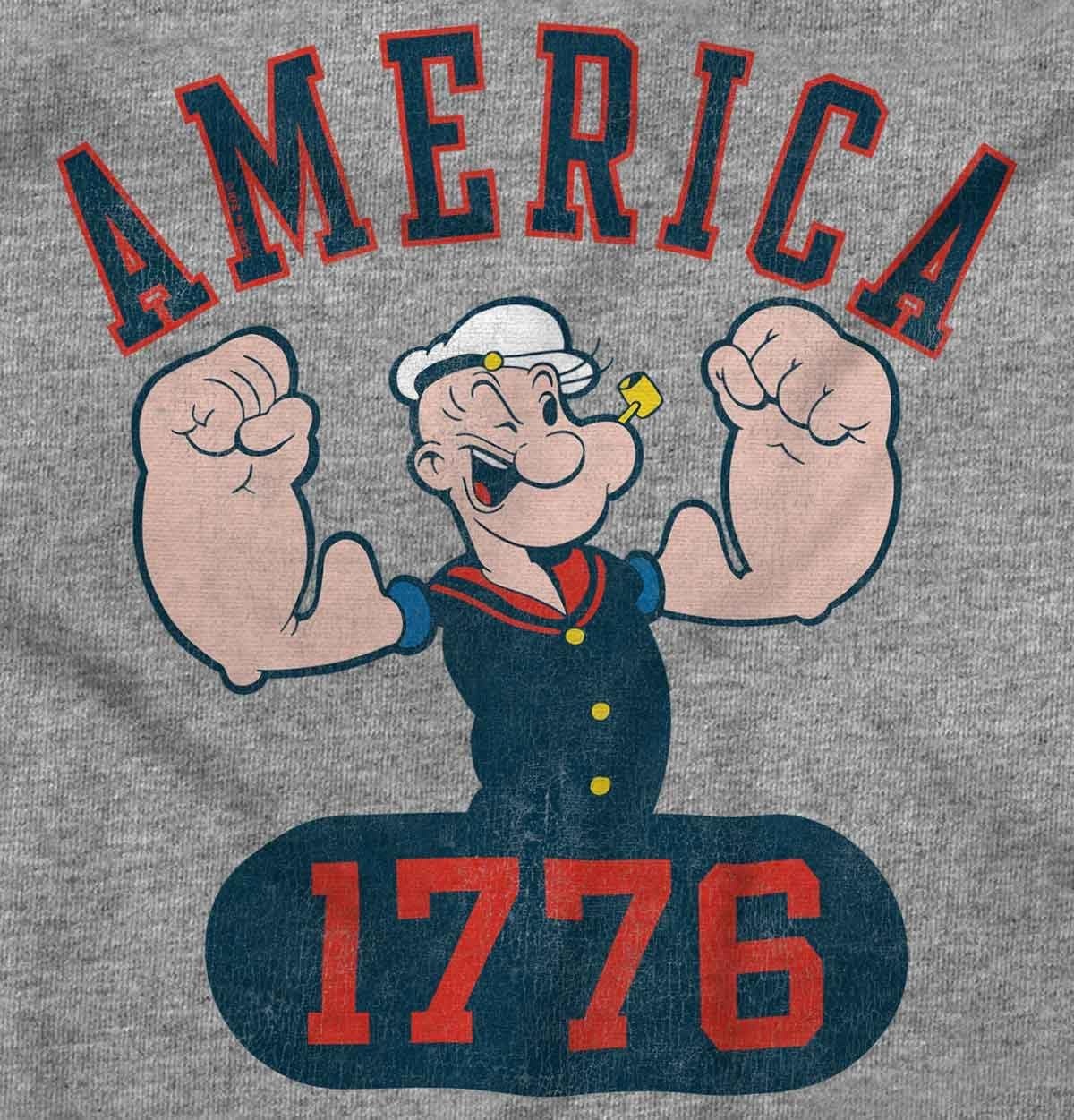 image:imageBrisco Brands Popeye The Sailor Man America 1776 Sweatshirt for Men or WomenSport Grey