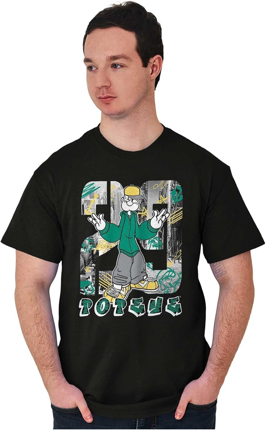 image:imageBrisco Brands Popeye Urban Streetwear Graffiti Graphic T Shirt Men or WomenBlack