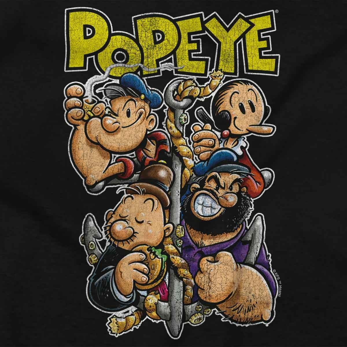 image:imageBrisco Brands Popeye and Friends Anchor Cartoon Hoodie Sweatshirt Women MenBlack