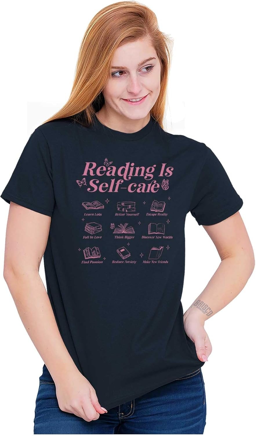 image:imageBrisco Brands Reading is Self Care Book Lover Womens Graphic T Shirt TeesNavy