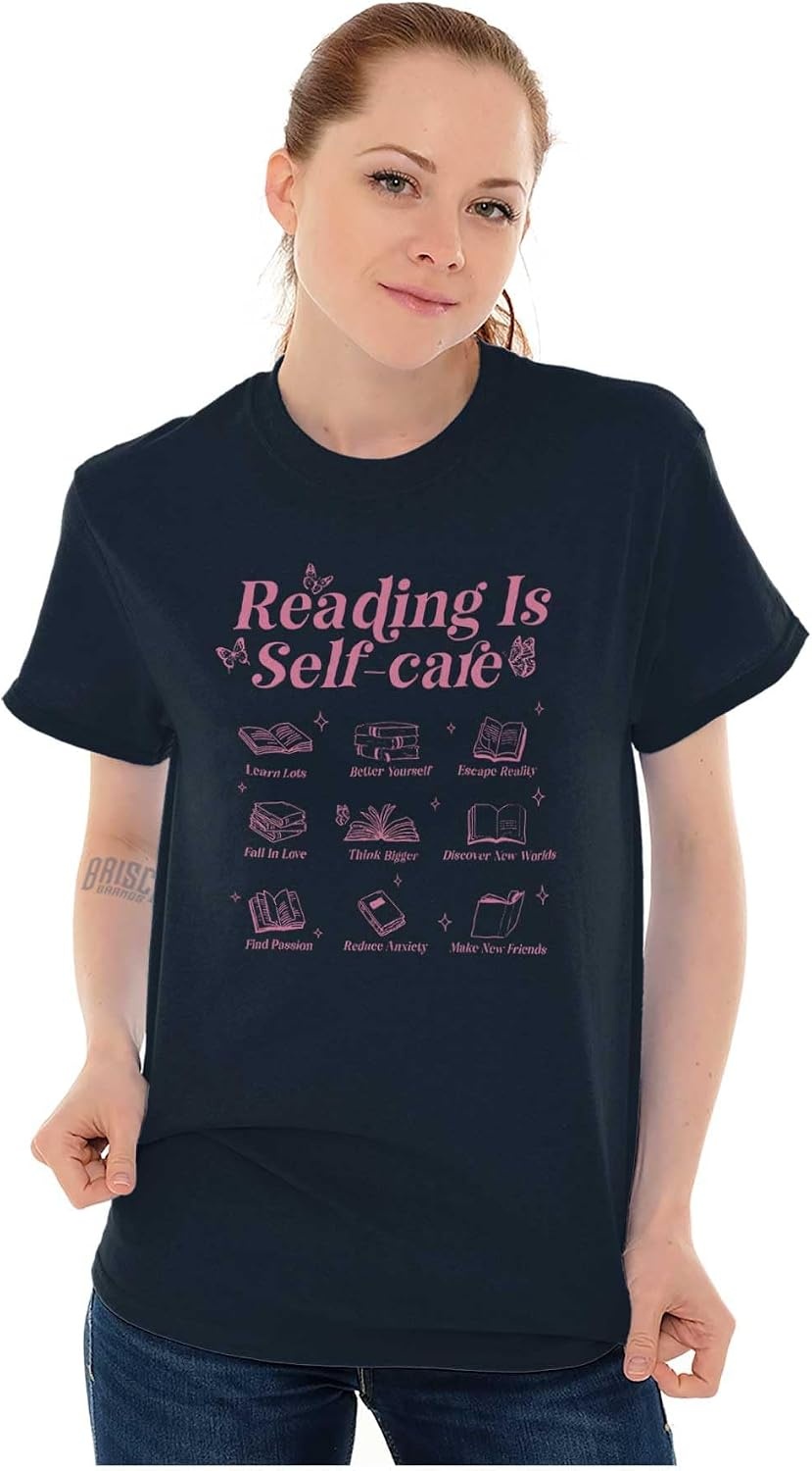 image:imageBrisco Brands Reading is Self Care Book Lover Womens Graphic T Shirt TeesNavy
