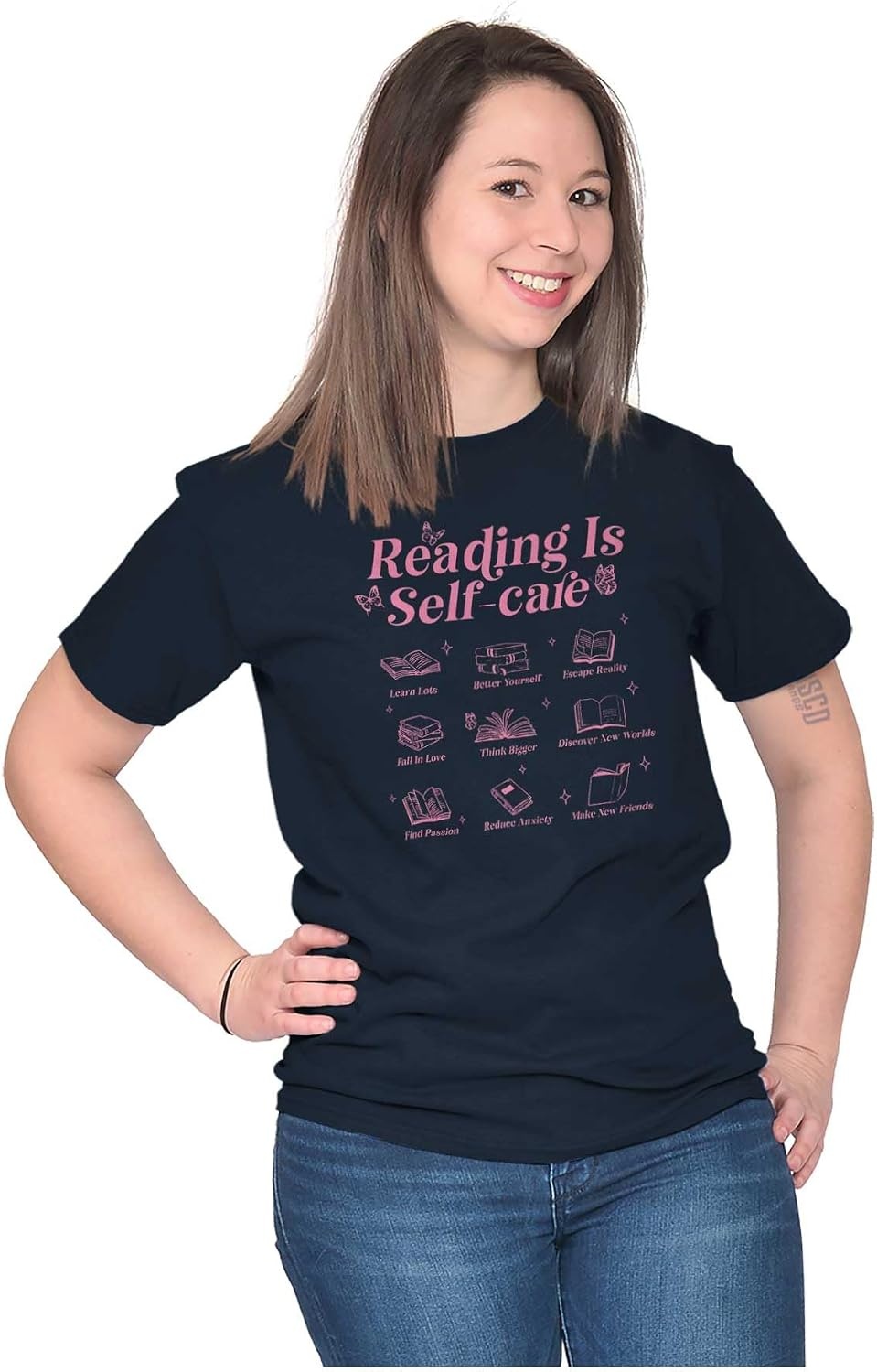 image:imageBrisco Brands Reading is Self Care Book Lover Womens Graphic T Shirt TeesNavy
