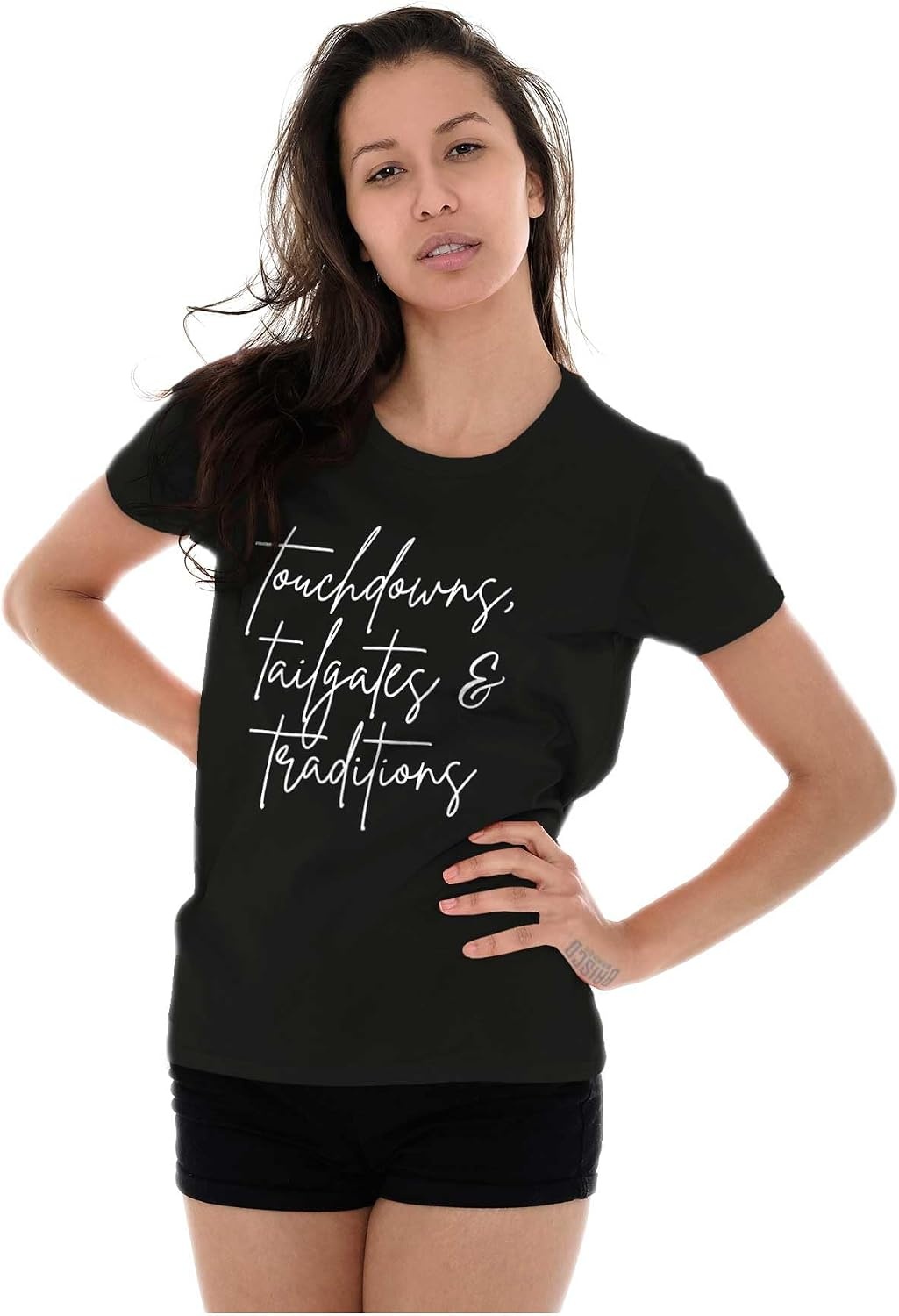 image:imageBrisco Brands Touchdowns Tailgates Traditions Womens Slim Fit Graphic TeeBlack