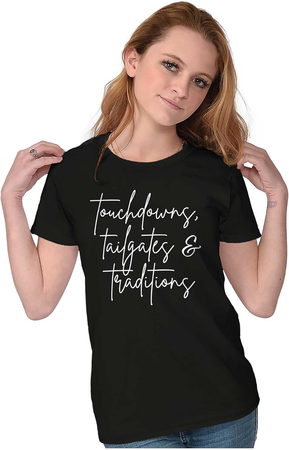 image:imageBrisco Brands Touchdowns Tailgates Traditions Womens Slim Fit Graphic TeeBlack