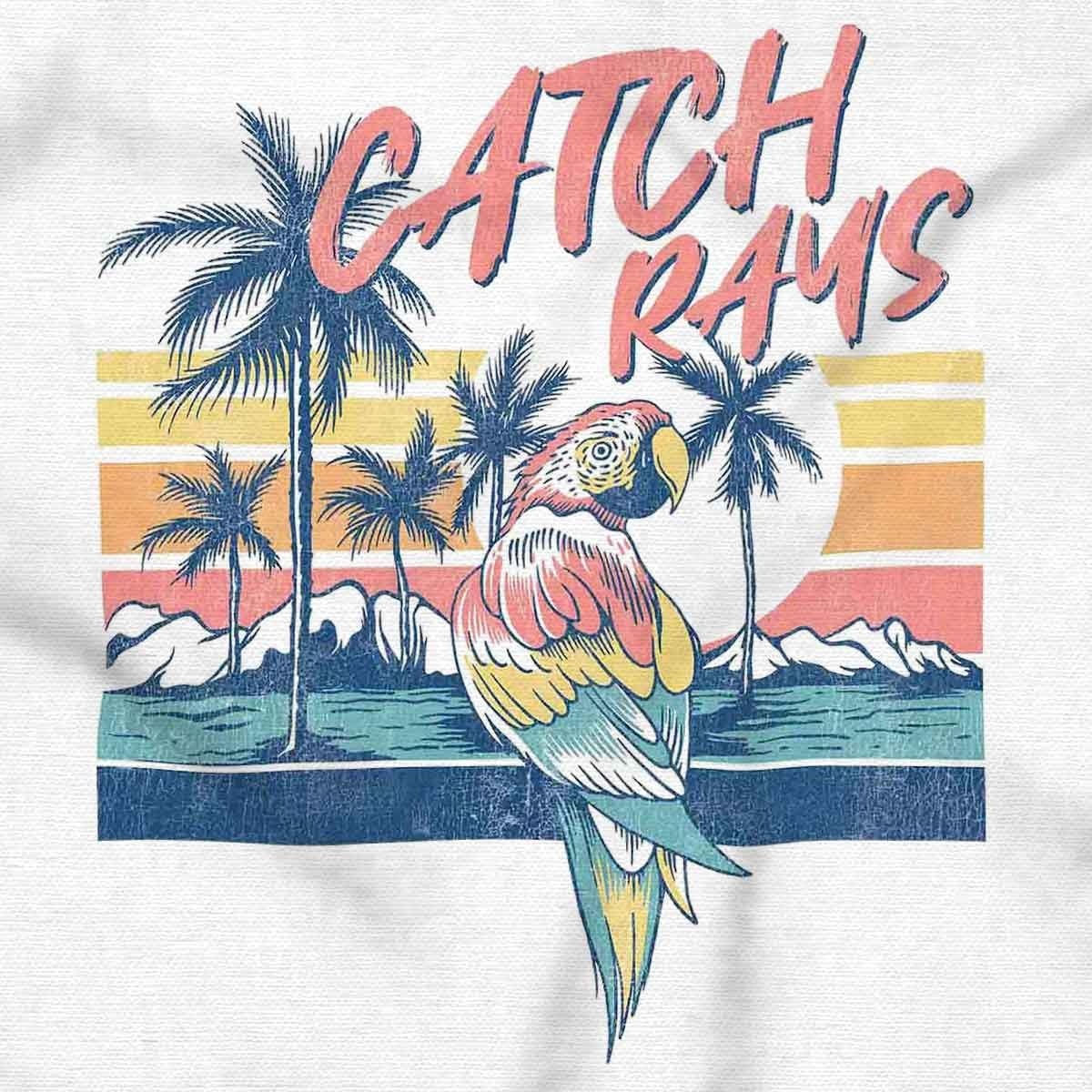 image:imageBrisco Brands Tropical Beach Parrot Catch Rays Baby Romper Boys or GirlsWhite
