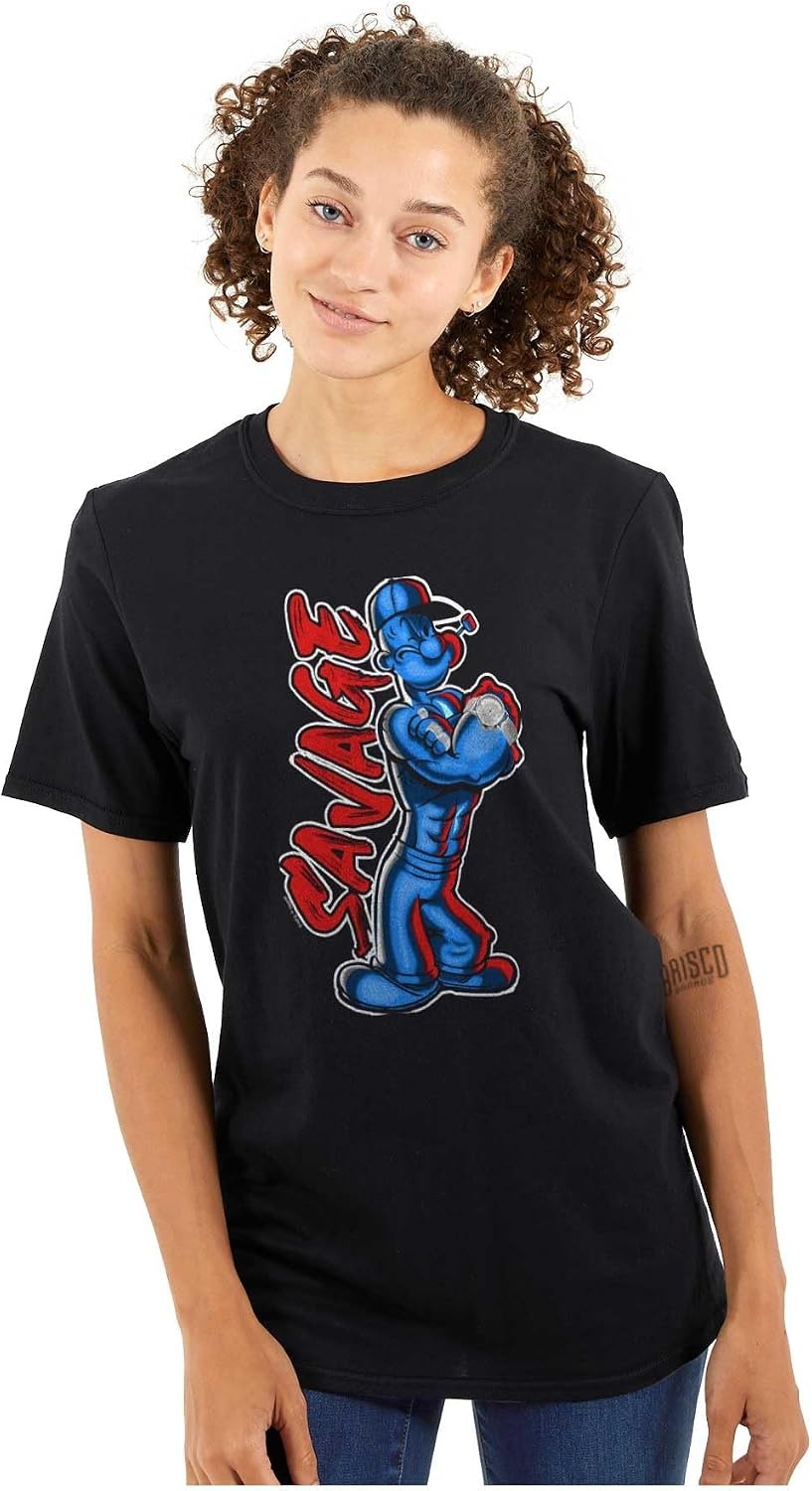 image:imageBrisco Brands Urban Popeye Drip Savage Cartoon Graphic T Shirt Men or WomenBlack