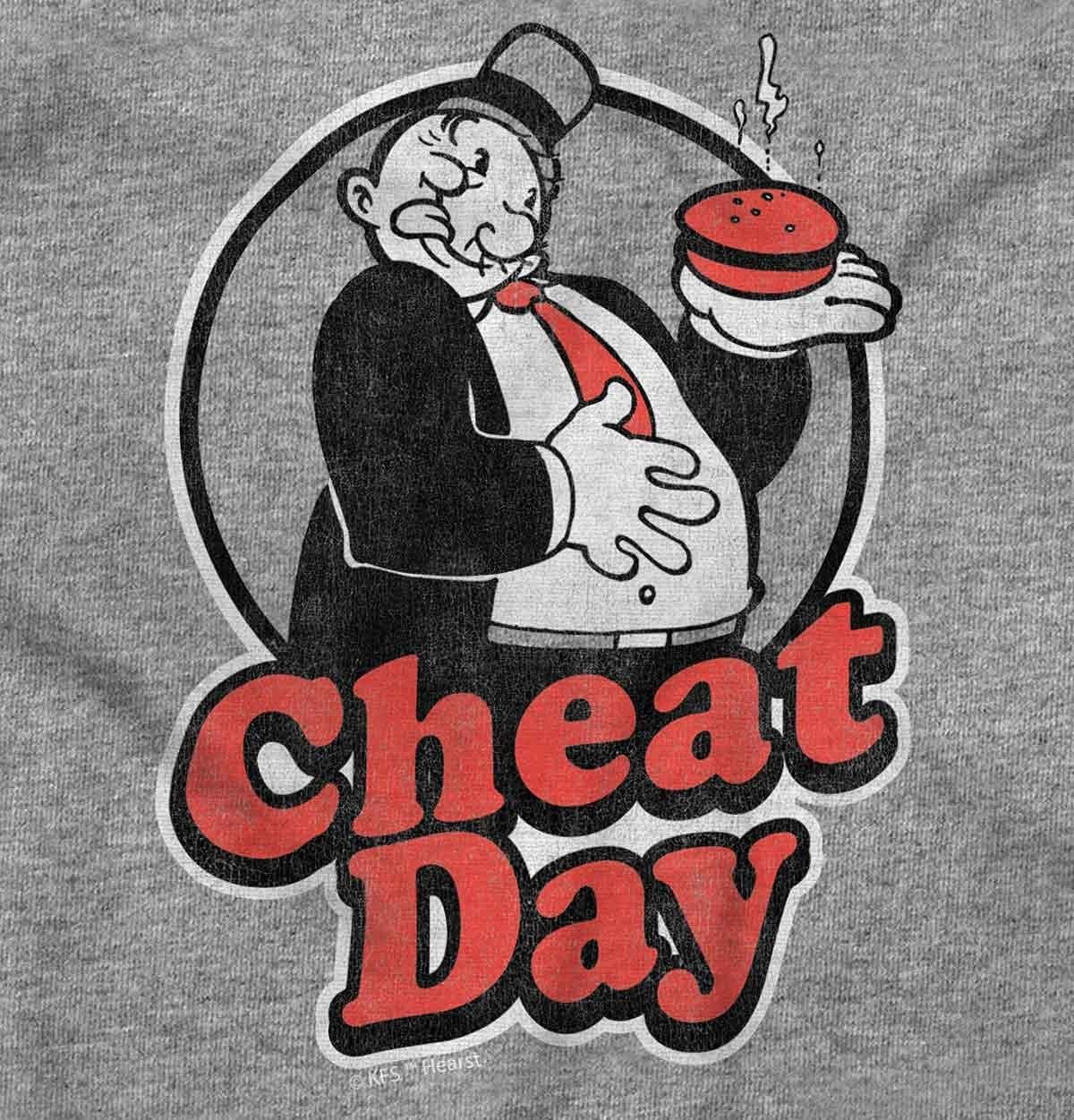 image:imageBrisco Brands Wimpy Cheat Day Popeye Sailor Man Sweatshirt for Men or WomenSport Grey