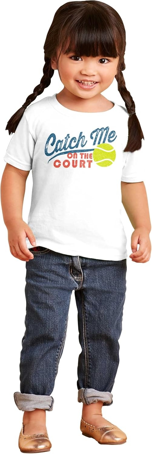 image:imageCatch Me On The Tennis Court Toddler Baby Graphic T ShirtWhite