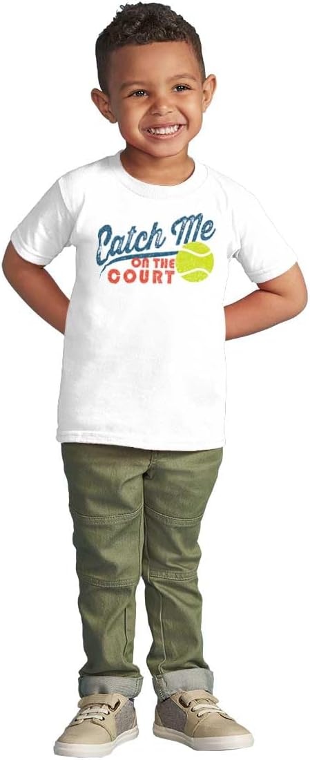 image:imageCatch Me On The Tennis Court Toddler Baby Graphic T ShirtWhite
