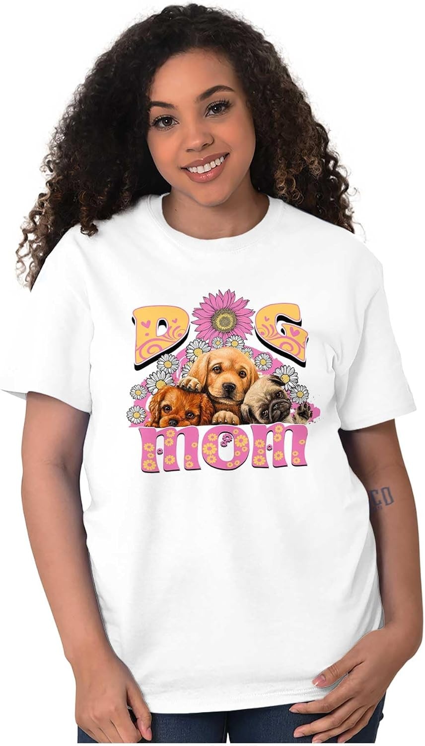 image:imageCute Dog Mom Groovy Spring Florals Womens Graphic T Shirt TeesWhite