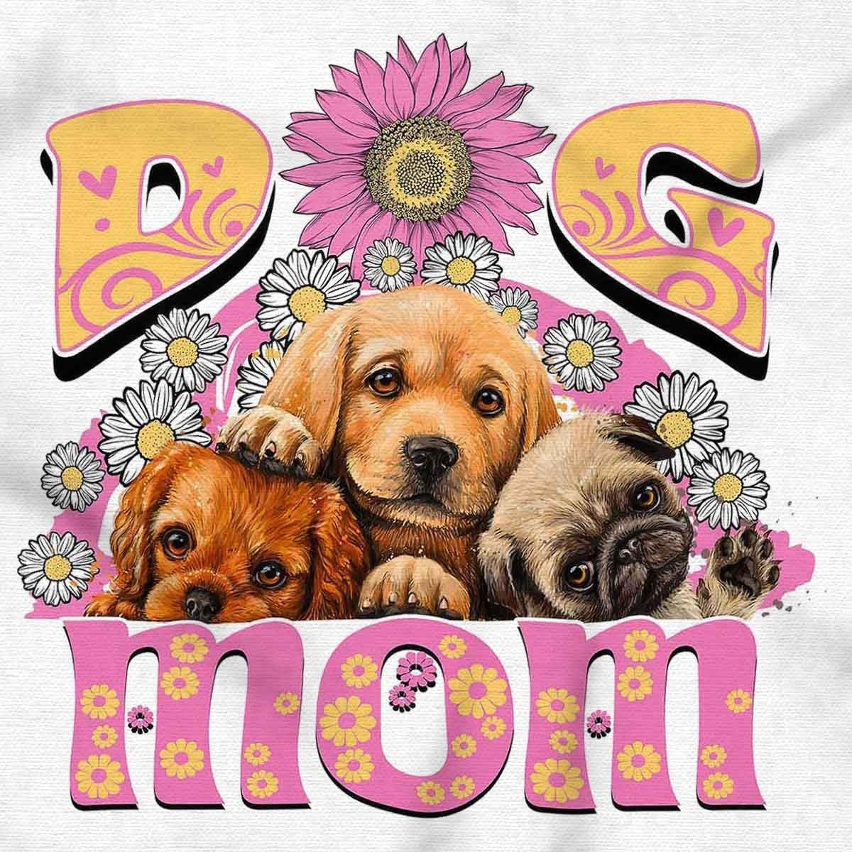 image:imageCute Dog Mom Groovy Spring Florals Womens Graphic T Shirt TeesWhite