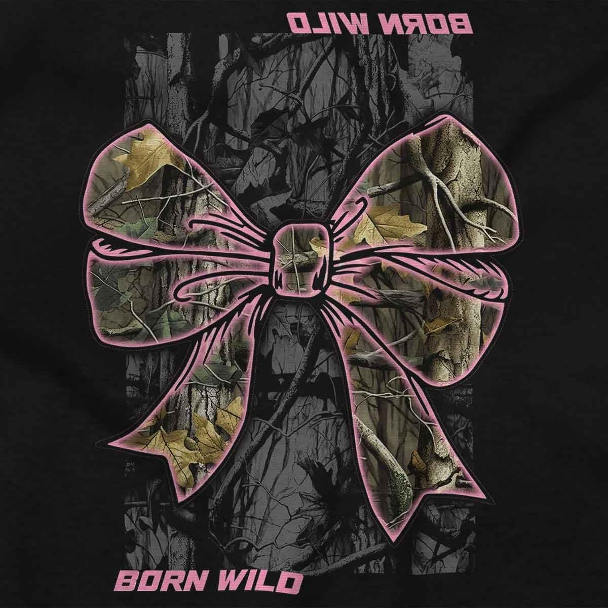 image:imageCute Girly Hunter Camouflage Bows Womens Graphic T Shirt TeesBlack Born Wild