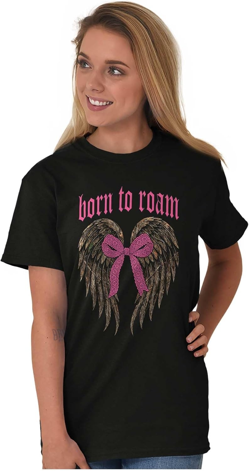 image:imageCute Girly Hunter Camouflage Bows Womens Graphic T Shirt TeesBlack Born to Roam