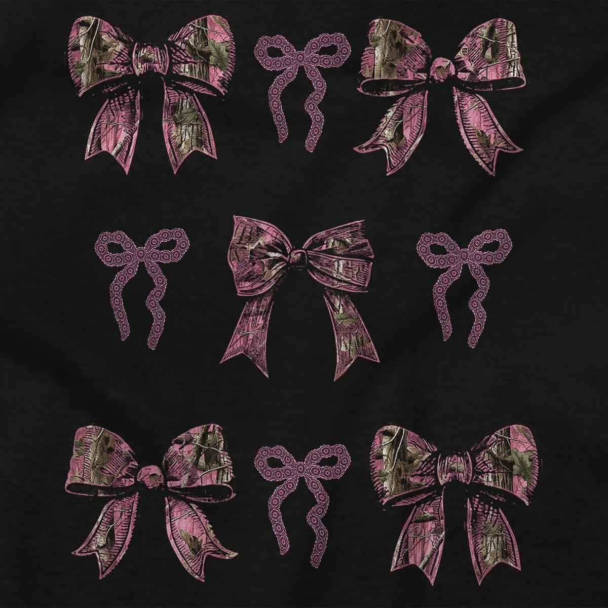image:imageCute Girly Hunter Camouflage Bows Womens Graphic T Shirt TeesBlack Bows Grid