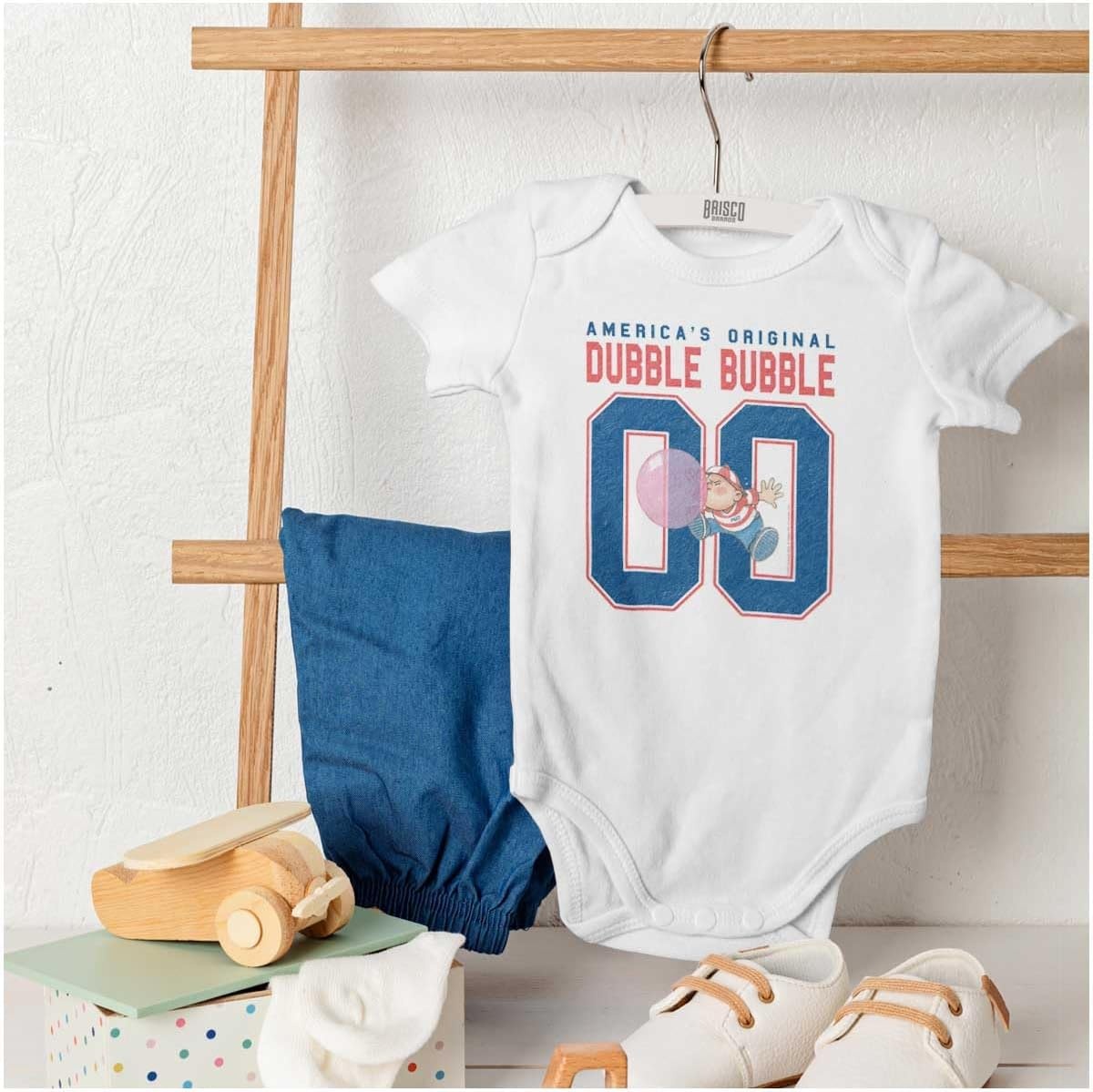 image:imageDubble Bubble Baseball Number Jersey Baby Romper Boys or GirlsWhite America 00