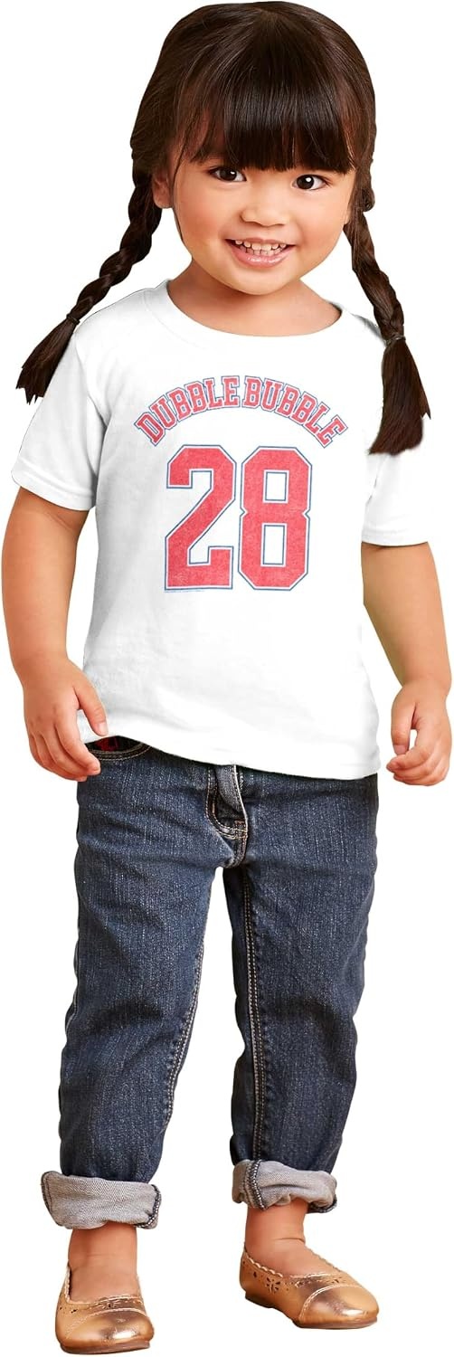 image:imageDubble Bubble Baseball Number Jersey Toddler Baby Graphic T ShirtWhite 28 Jersey