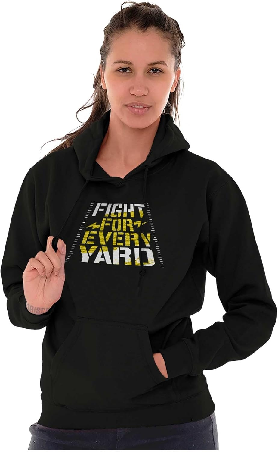 image:imageFootball Fight For Every Yard Line Hoodie Sweatshirt Women MenBlack