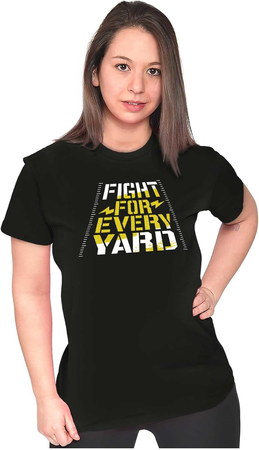 image:imageFootball Fight For Every Yard Line Womens Slim Fit Graphic TeeBlack