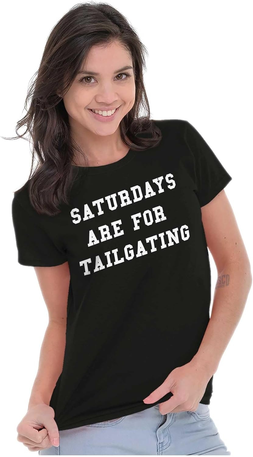 image:imageFootball Saturdays are for Tailgating Womens Slim Fit Graphic TeeBlack