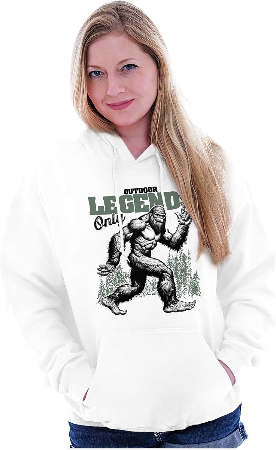 image:imageFunny Bigfoot Outdoor Legends Only Hoodie Hooded Sweatshirt MenWhite