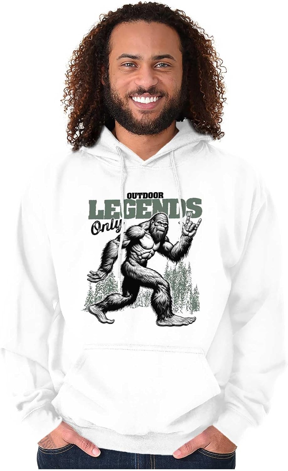 image:imageFunny Bigfoot Outdoor Legends Only Hoodie Hooded Sweatshirt MenWhite