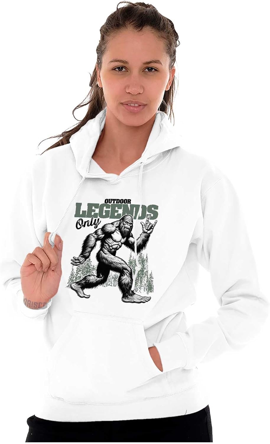 image:imageFunny Bigfoot Outdoor Legends Only Hoodie Hooded Sweatshirt MenWhite