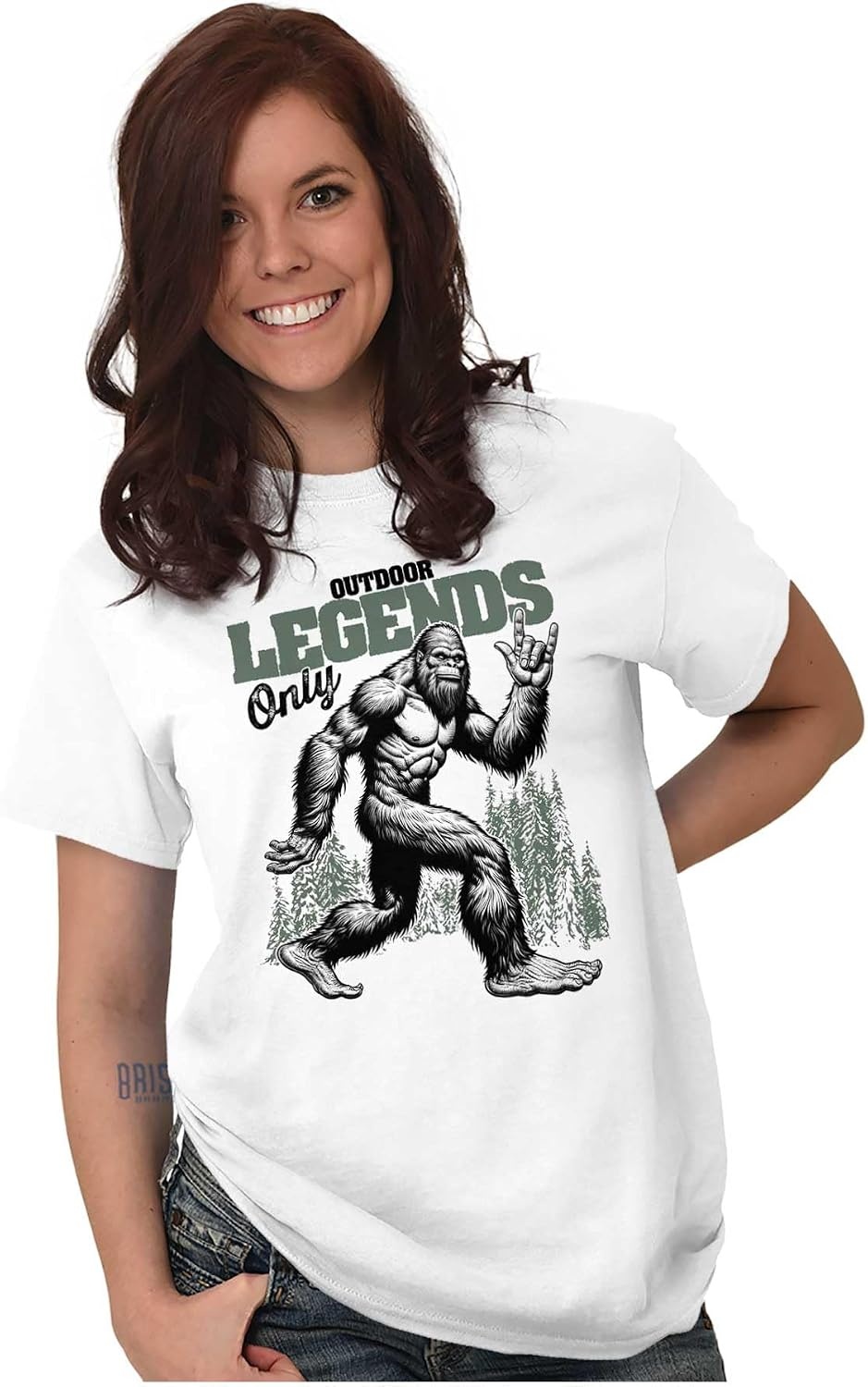 image:imageFunny Bigfoot Outdoor Legends Only Mens Graphic T Shirt TeesWhite